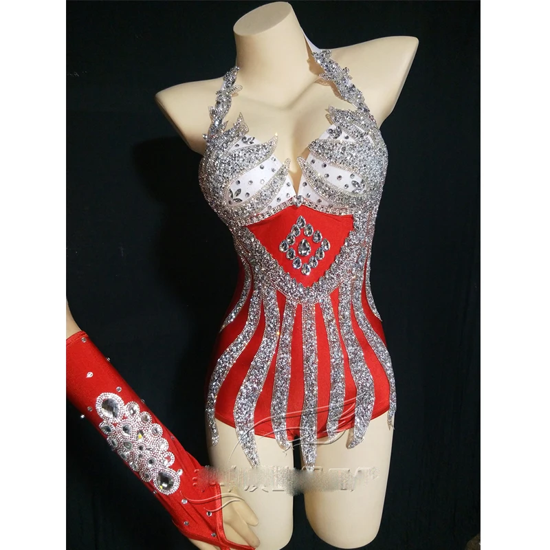Red Rhinestone Bodysuit Tassel Short Jumpsuit Gloves Suit Diving Stage Costume Women Gogo Dancers Outfits Stage Costumes DN10652
Red Rhinestone Bodysuit Tassel Short Jumpsuit Gloves Suit Diving Stage Costume Women Gogo Dancers Outfits Stage Costumes DN10652