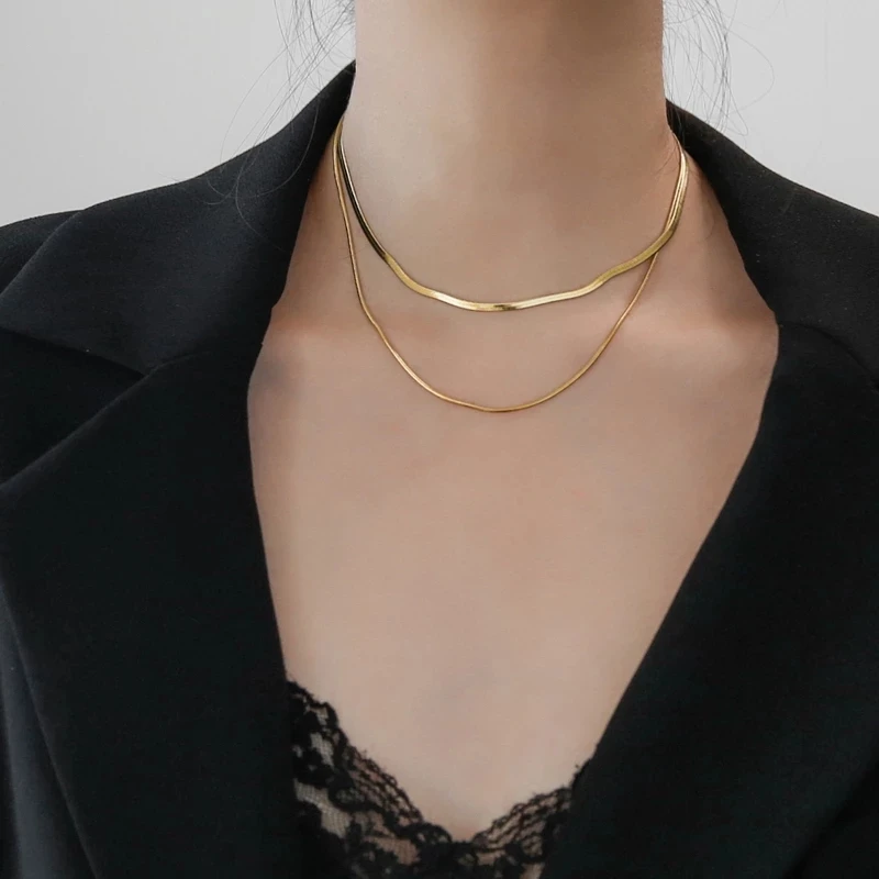 YUN RUO 18 K Gold Plated Double Snake Chain Choker Necklace Fashion 316 L Stainless Steel Jewelry Woman Birthday Gift Never Fade
YUN RUO 18 K Gold Plated Double Snake Chain Choker Necklace Fashion 316 L Stainless Steel Jewelry Woman Birthday Gift Never Fade