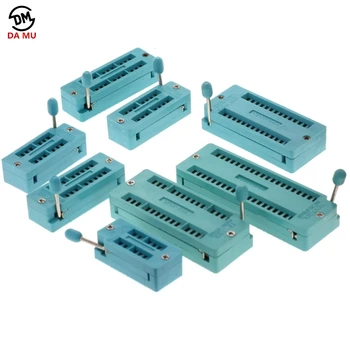10 teile/los 14 16 18 20 24 28 32 40 P Pin 2,54 MM Grün DIP Universal ZIF IC Sockel test Solder Typ IC schloss sitz zif sockel