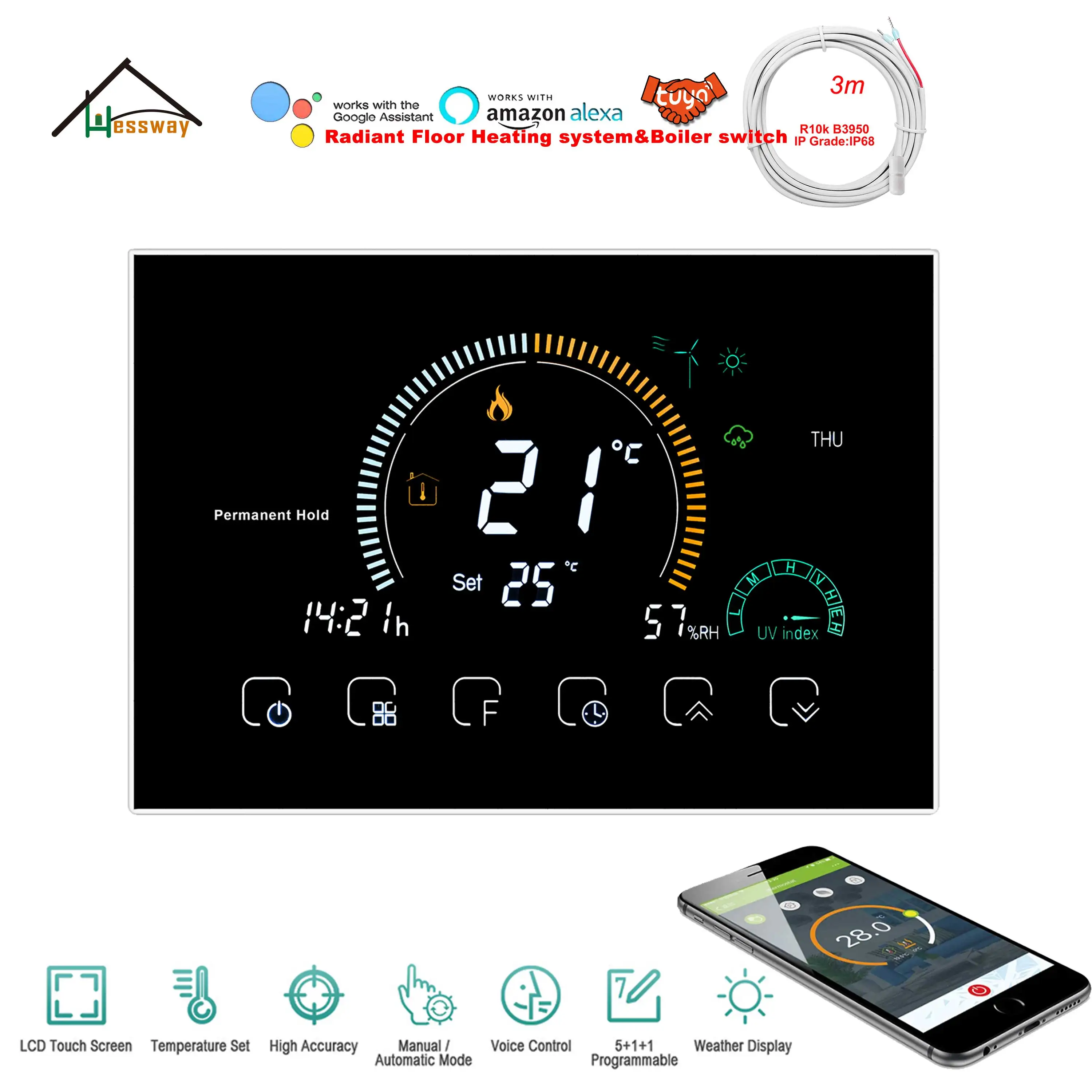 HESSWAY NC/NO Switch 5A/16A Электрический нагревательный THREMOSTAT WIFI бойлер с удлинителем порт радиальный пол центральный нагрев
HESSWAY NC/NO Switch 5A/16A Электрический нагревательный THREMOSTAT WIFI бойлер с удлинителем порт радиальный пол центральный нагрев