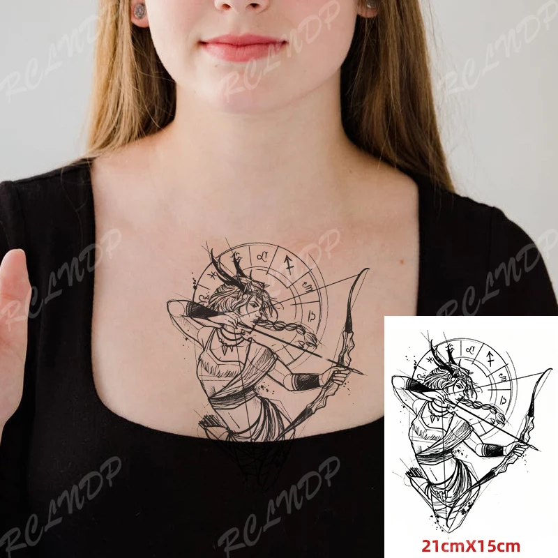 Waterproof Temporary Tattoo Sticker Archery Sexy Girl Sagittarius Twelve Constellations Flash Tatoo Fake Tatto for Women Men
Waterproof Temporary Tattoo Sticker Archery Sexy Girl Sagittarius Twelve Constellations Flash Tatoo Fake Tatto for Women Men