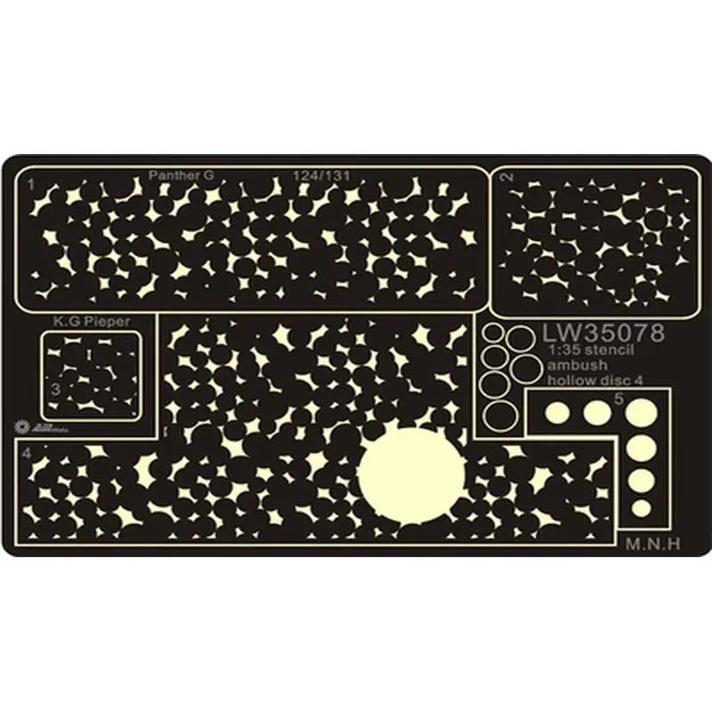 AM-WORKS LW35078 1/35 Трафарет для распыления Второй мировой войны Немецкий камуфляжный диск Hallow # 4 - Трафаретная маска
AM-WORKS LW35078 1/35 Трафарет для распыления Второй мировой войны Немецкий камуфляжный диск Hallow # 4 - Трафаретная маска