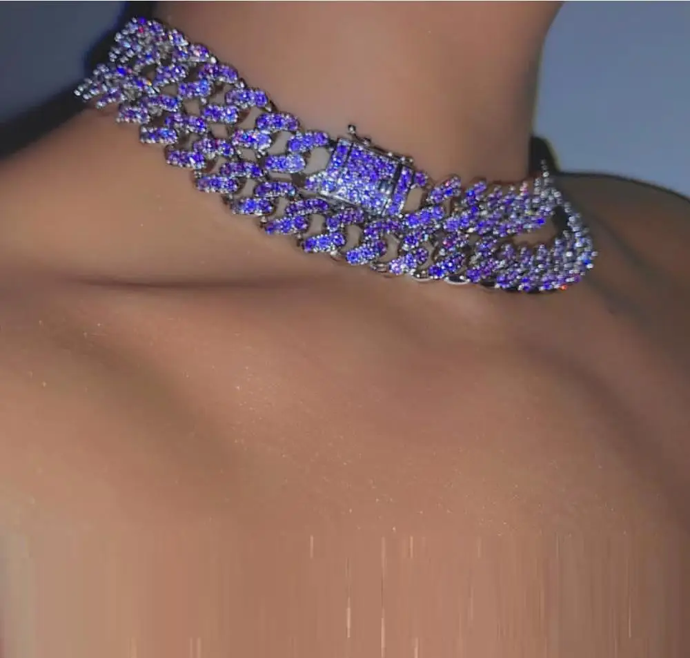 12mm Miami cuban link chain choker micro pave purple blue cz hip hop women necklace 16" 18"
12mm Miami cuban link chain choker micro pave purple blue cz hip hop women necklace 16" 18"