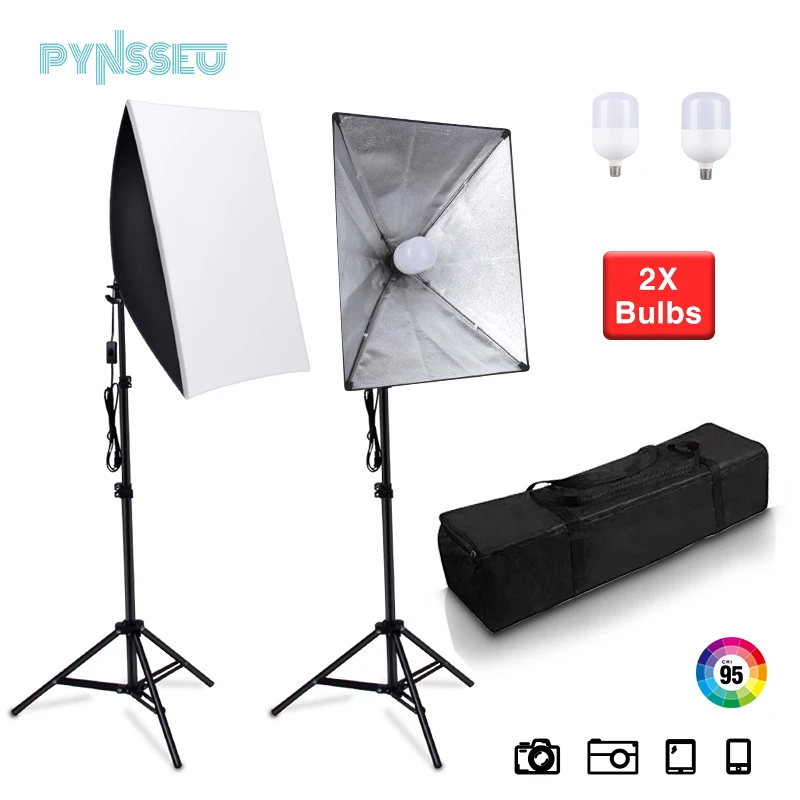 PYNSSEU Professional Photo Softbox Lighting Box 50x70CM Photography Studio Kits Equipment with LED Bulb Adjustable Stand
PYNSSEU Professional Photo Softbox Lighting Box 50x70CM Photography Studio Kits Equipment with LED Bulb Adjustable Stand