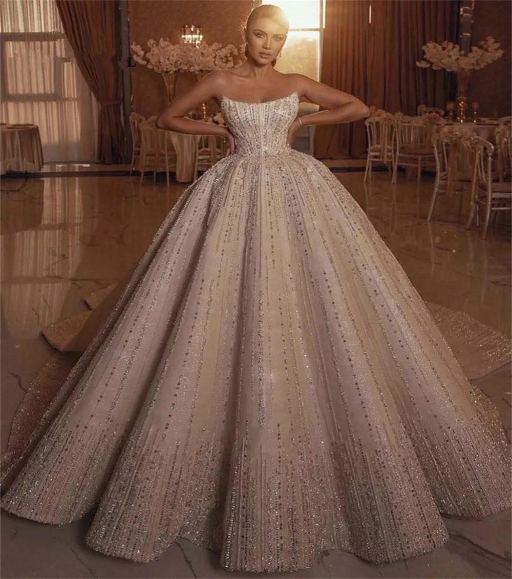 Luxurious Beading Sequins Wedding Dresses Strapless Ball Gown Floor Length Custom Made Formal Bridal Dress Vestido De Novia
Luxurious Beading Sequins Wedding Dresses Strapless Ball Gown Floor Length Custom Made Formal Bridal Dress Vestido De Novia