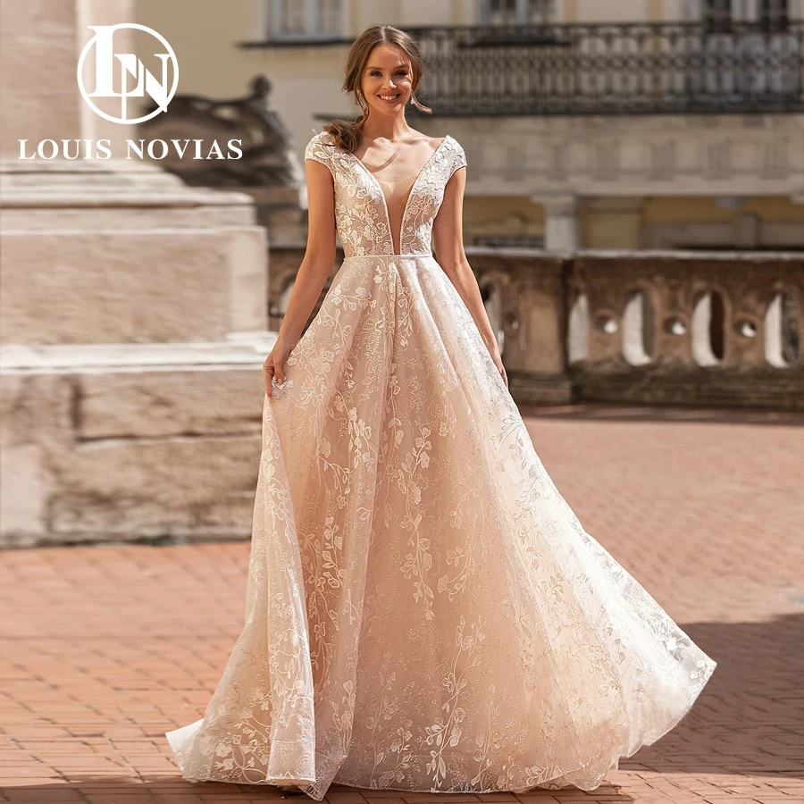 LOUIS NOVIAS Свадебное платье трапециевидной формы Элегантное кружевное платье с вышивкой и бисером из тюля на молнии с открытой спиной и глубоким v-образным вырезом с короткими рукавами Свадебное платье
LOUIS NOVIAS Свадебное платье трапециевидной формы Элегантное кружевное платье с вышивкой и бисером из тюля на молнии с открытой спиной и глубоким v-образным вырезом с короткими рукавами Свадебное платье
