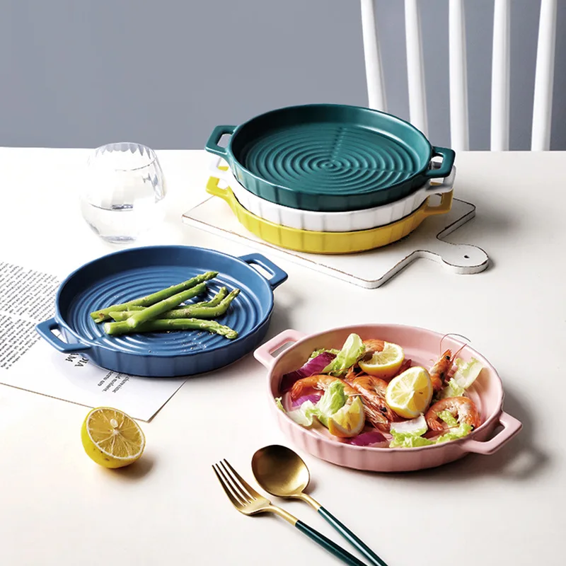 Nordic Two-eared Rice Bowl Baking Plate Ceramic Oven Special Home Dish Fruit Breakfast Tableware
Nordic Two-eared Rice Bowl Baking Plate Ceramic Oven Special Home Dish Fruit Breakfast Tableware