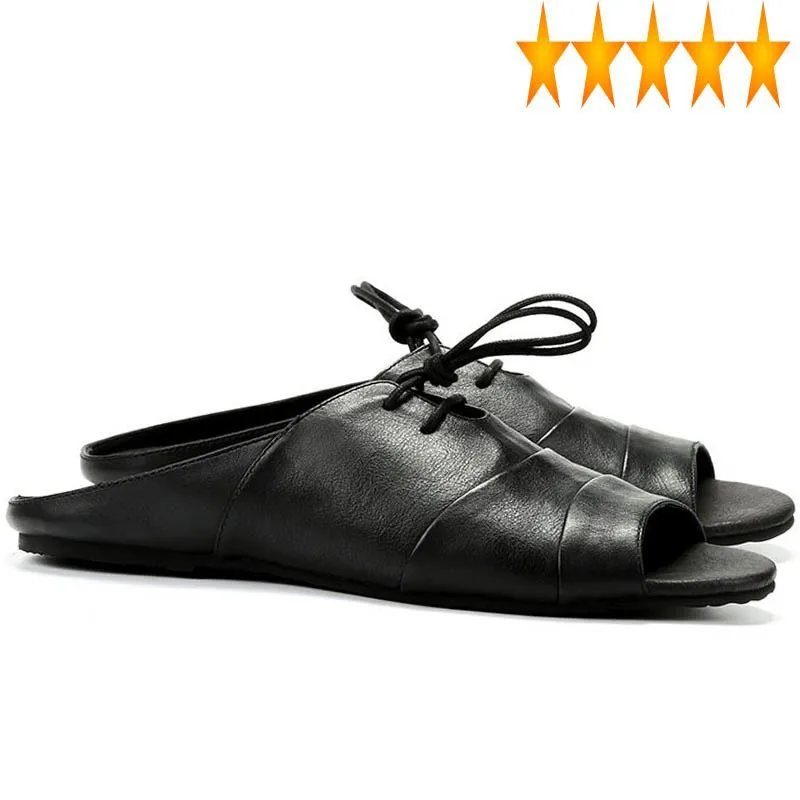 Quality Leather Vintage Slip High On Slippers Mens Summer Rome Shoes England Style Brand Classic Open Toe Flat Sandals Black
Quality Leather Vintage Slip High On Slippers Mens Summer Rome Shoes England Style Brand Classic Open Toe Flat Sandals Black