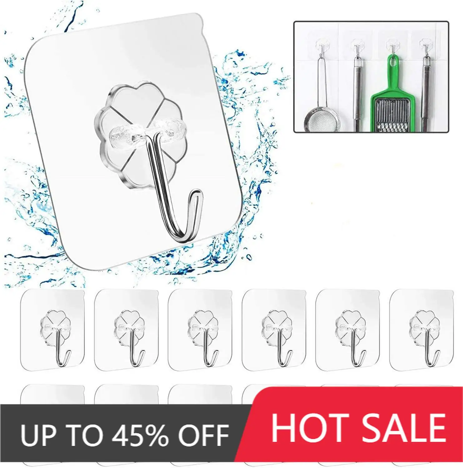 Non-marking Adhesive Hook Reusable Utility Hooks Transparent Hanging Hooks Waterproof and Oil Proof Wardrobe Hanger Hook
Non-marking Adhesive Hook Reusable Utility Hooks Transparent Hanging Hooks Waterproof and Oil Proof Wardrobe Hanger Hook