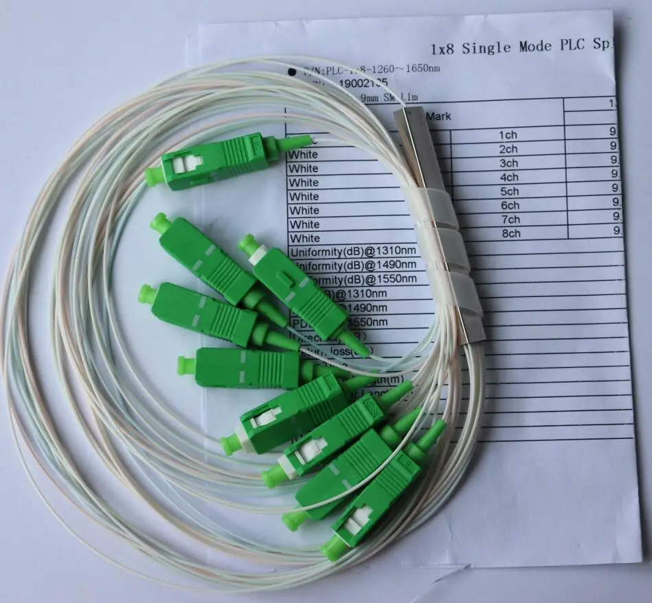 Free Shipping 20 PCS/Lot 1X8 SC/APC SM 0.9mm G657A1 PVC 1m FTTH Fiber Optic Splitter
Free Shipping 20 PCS/Lot 1X8 SC/APC SM 0.9mm G657A1 PVC 1m FTTH Fiber Optic Splitter