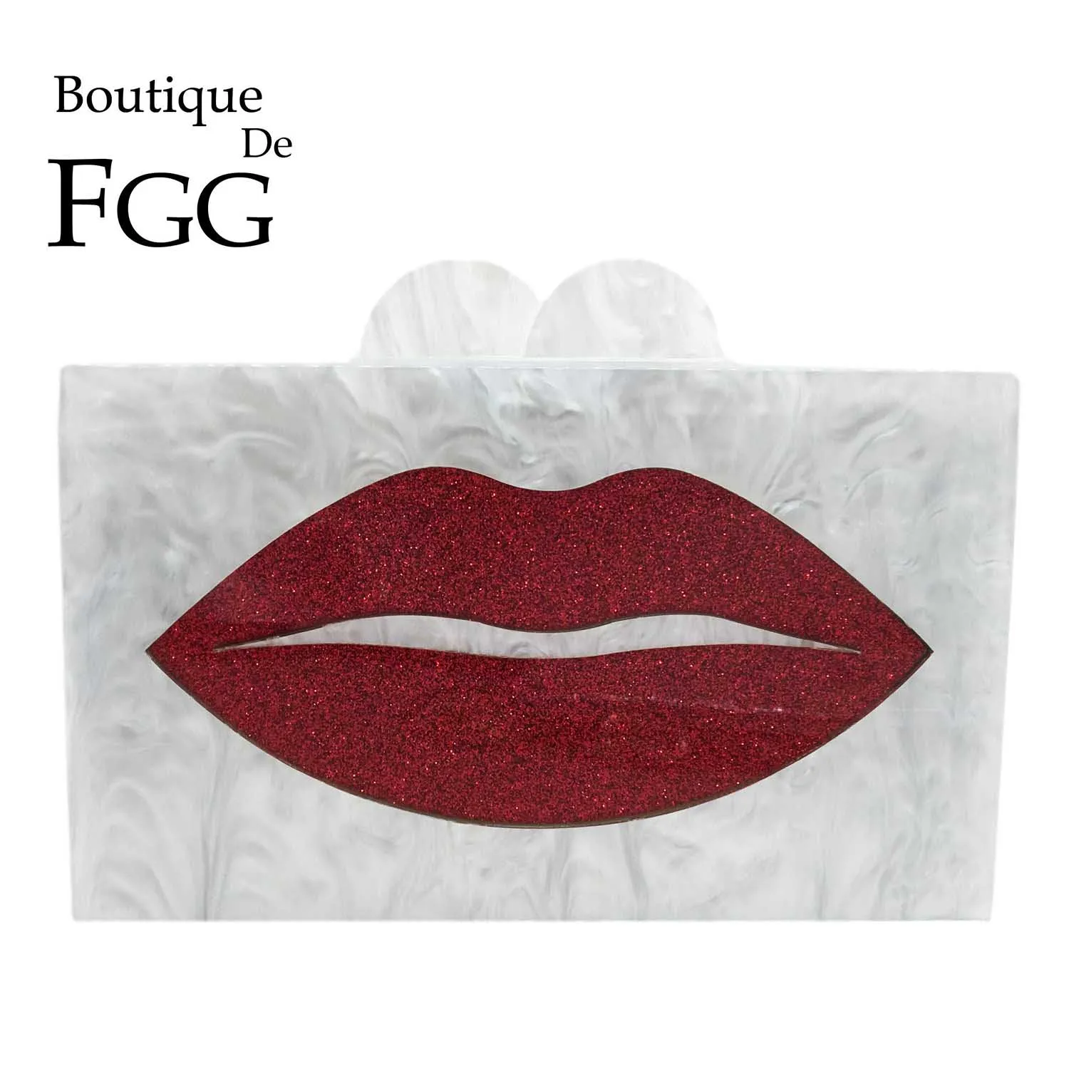 Boutique De FGG Red Lips Women White Acrylic Box Clutch Purses Evening Party Handbags Chain Shoulder Crossbody Bag
Boutique De FGG Red Lips Women White Acrylic Box Clutch Purses Evening Party Handbags Chain Shoulder Crossbody Bag