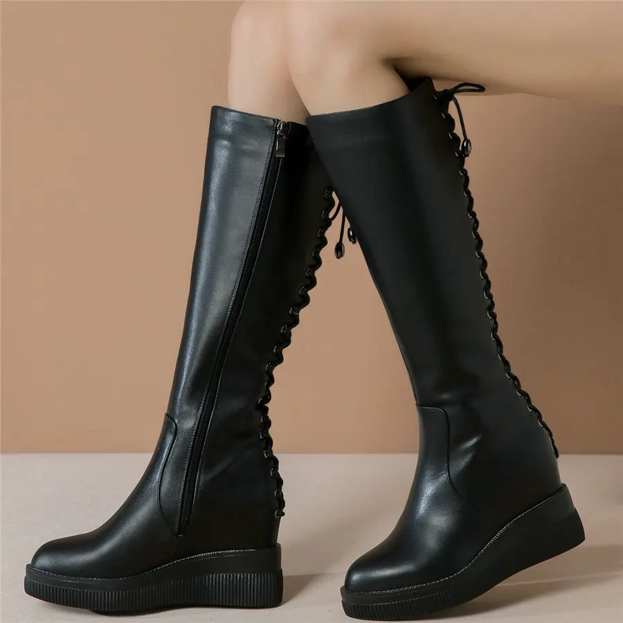 2024 Winter Thigh High Pumps Shoes Women Lace Up Genuine Leather Wedges High Heel Snow Boots Female Round Toe Fashion Sneakers
2024 Winter Thigh High Pumps Shoes Women Lace Up Genuine Leather Wedges High Heel Snow Boots Female Round Toe Fashion Sneakers