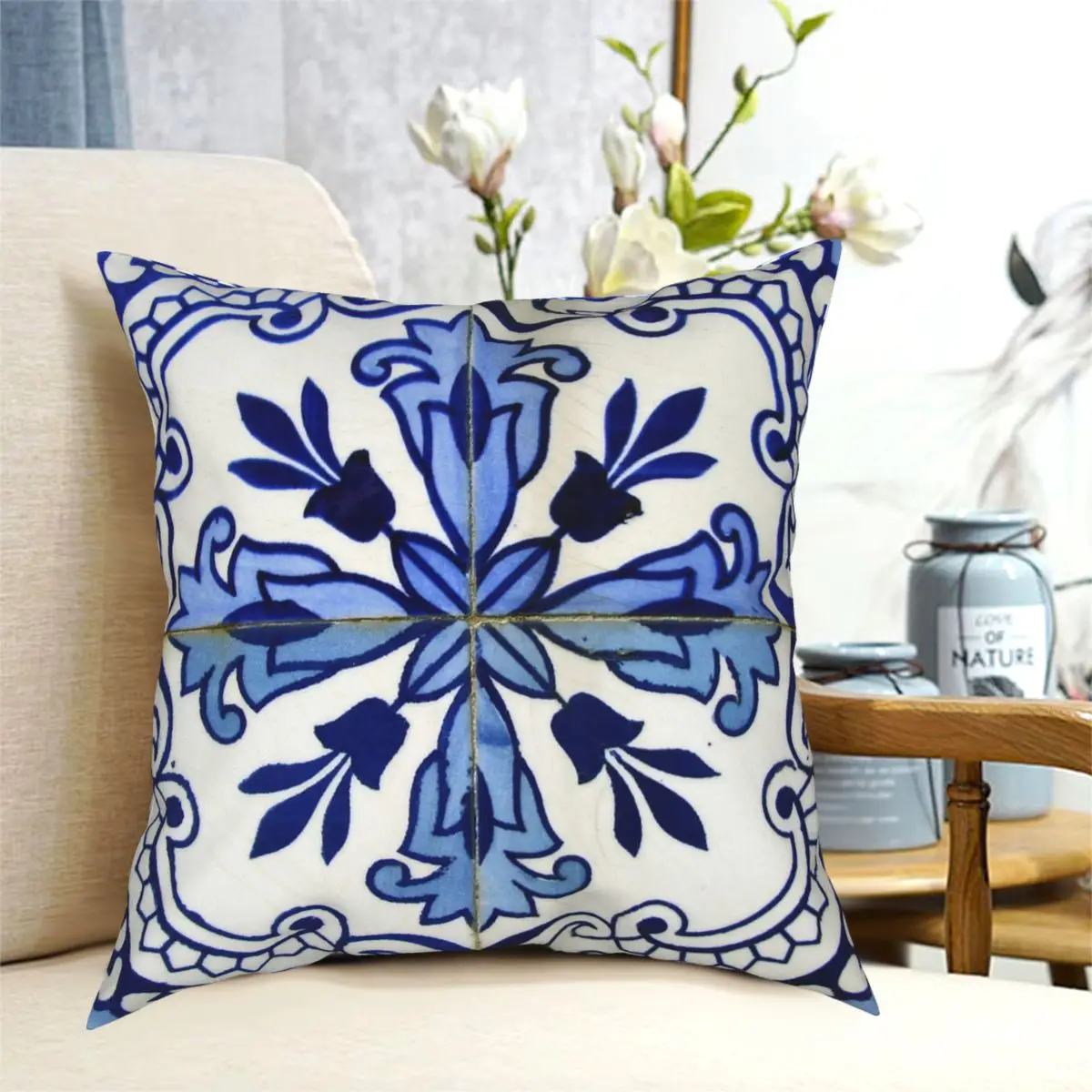 Blue And Whiteed Azulejos Square Pillowcase Printed Zipper Decor for Sofa Seater Cushion Cover
Blue And Whiteed Azulejos Square Pillowcase Printed Zipper Decor for Sofa Seater Cushion Cover