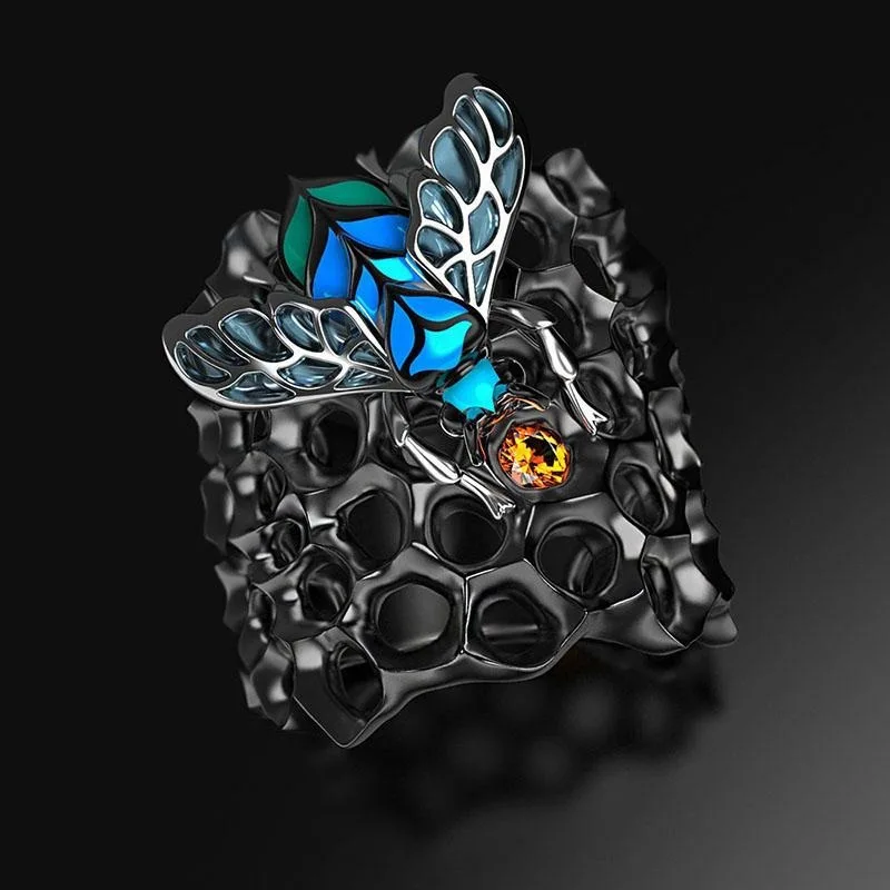 2023Couples Matching Gothic Accessories Men's Woman's Ring Epoxy Blue Bee Hive Comb Punk Ring Jewelry Korean Fashion Anillos
2023Couples Matching Gothic Accessories Men's Woman's Ring Epoxy Blue Bee Hive Comb Punk Ring Jewelry Korean Fashion Anillos