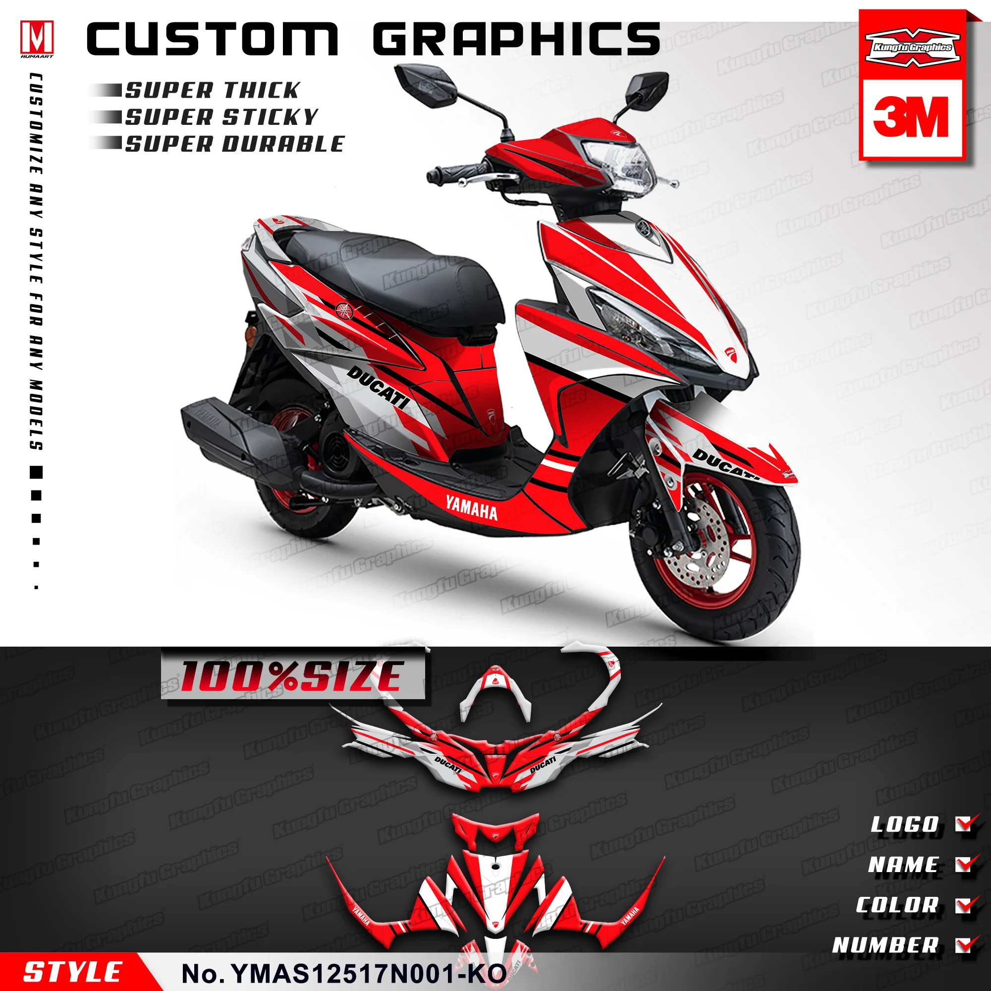 KUNGFU GRAPHICS Motorbike Vinyl Decals Custom Sticker Kit for Yamaha AS125 AS 125 2017 2018 2019 2020 2021, Red White
KUNGFU GRAPHICS Motorbike Vinyl Decals Custom Sticker Kit for Yamaha AS125 AS 125 2017 2018 2019 2020 2021, Red White