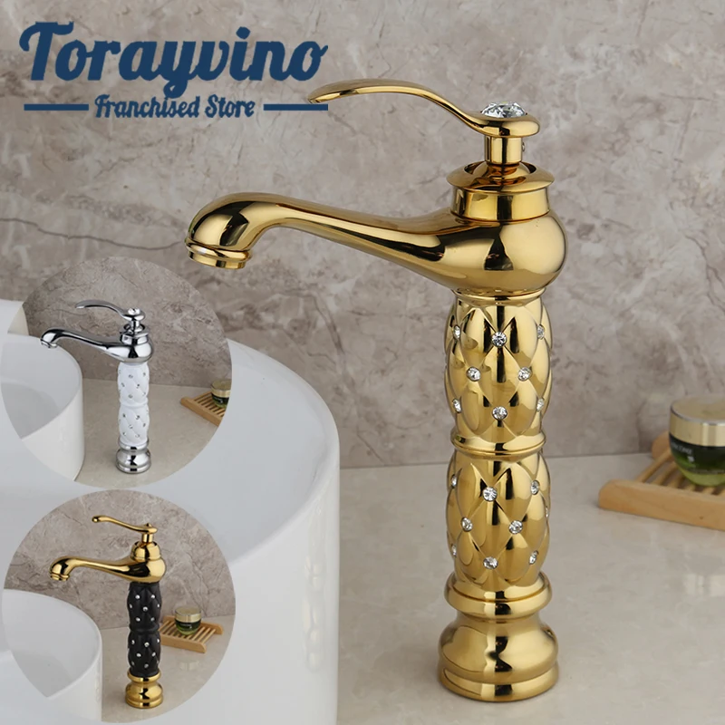 luxury tall bathroom faucet Basin Faucets Brass with Diamond gold white black and chrome taps Single Handle Washbasin mixer Tap
luxury tall bathroom faucet Basin Faucets Brass with Diamond gold white black and chrome taps Single Handle Washbasin mixer Tap