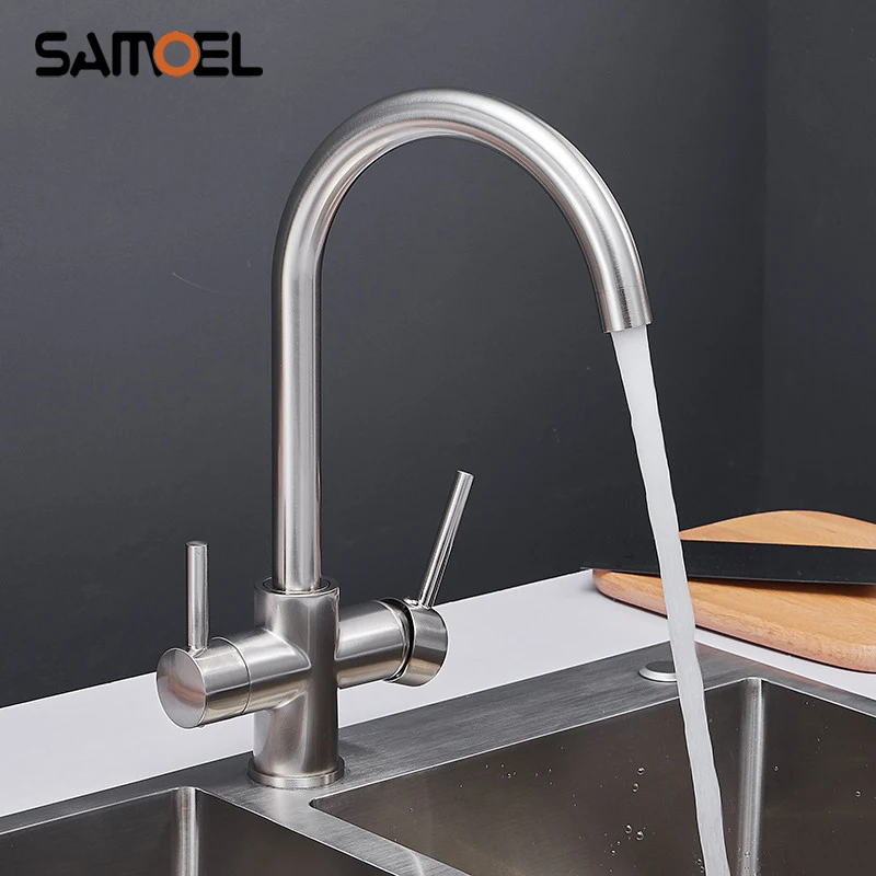 Brass Brushed Nickel 3 Way Kitchen Sink Faucet Mixer Single Hole Dual Handle Kitchen Healthy Drinking Water Tap NL716
Brass Brushed Nickel 3 Way Kitchen Sink Faucet Mixer Single Hole Dual Handle Kitchen Healthy Drinking Water Tap NL716