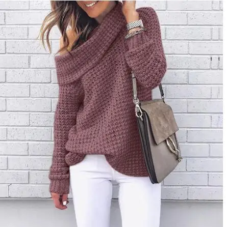 Women Knitting Pullover Long Sleeve Blouse shoulder pile collar Slim Solid Color Casual Sweater
Women Knitting Pullover Long Sleeve Blouse shoulder pile collar Slim Solid Color Casual Sweater
