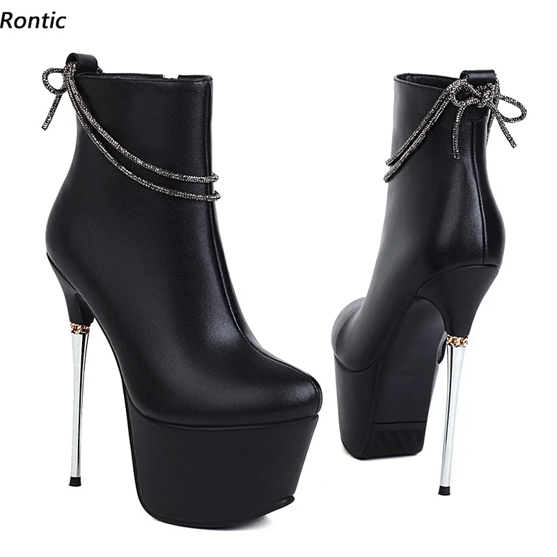 Rontic Hot Women Winter Platform Ankle Boots Leather Unisex Zipper Metal Heels Round Toe Black Silver Beige Shoes US Size 3-10.5
Rontic Hot Women Winter Platform Ankle Boots Leather Unisex Zipper Metal Heels Round Toe Black Silver Beige Shoes US Size 3-10.5