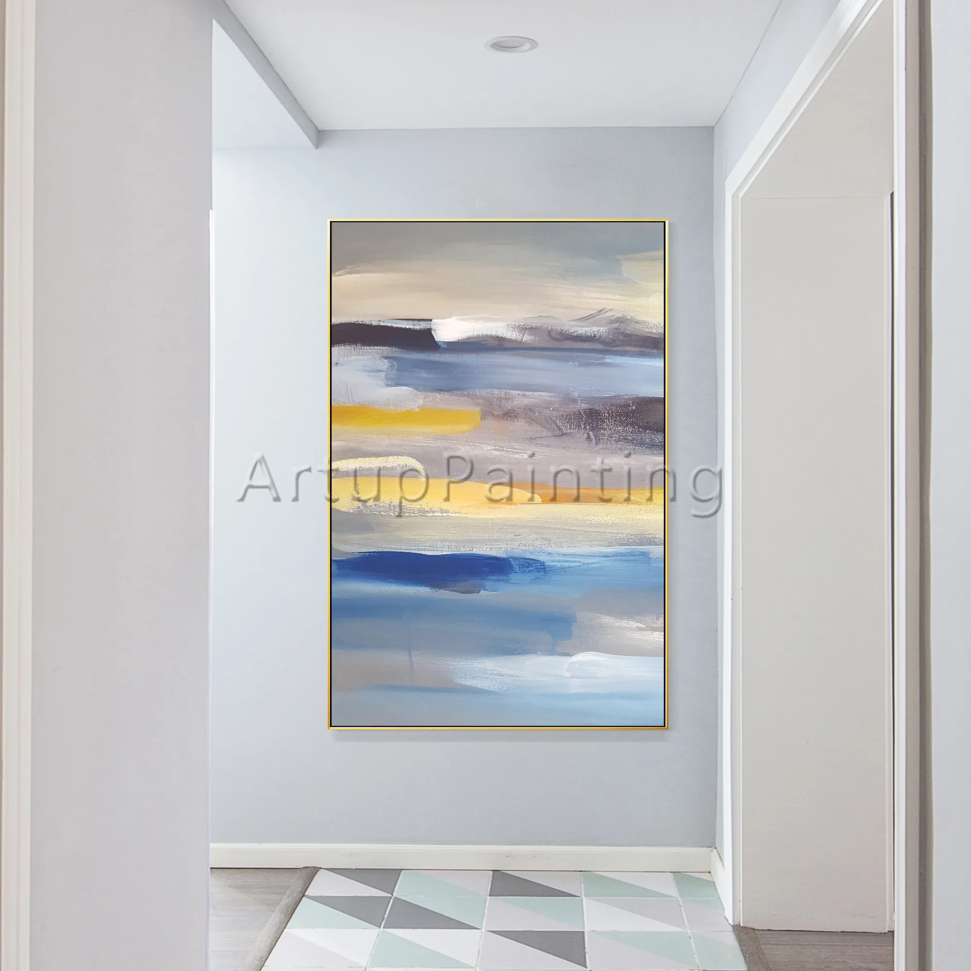 Modern Abstract Hand Painted oil Painting on Canvas blue yellow grey colourful wall Art Picture for living room Home Decoration
Modern Abstract Hand Painted oil Painting on Canvas blue yellow grey colourful wall Art Picture for living room Home Decoration