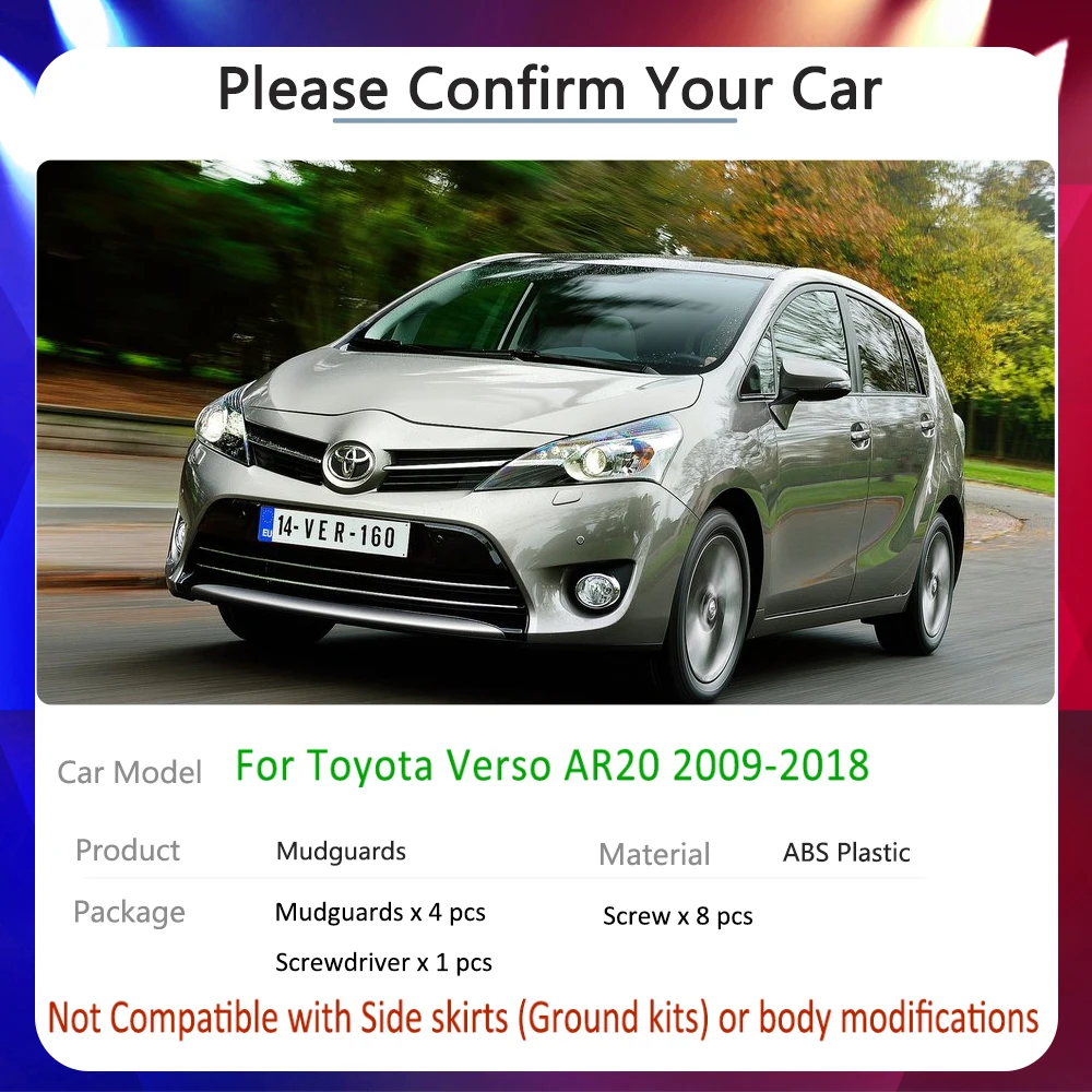 Брызговик на крыло автомобиля для Toyota Verso 2009 ~ 2018 AR20 2010 2011 2012 2013 2014 2015 г., брызговики с автотоваром, брызговики 
Брызговик на крыло автомобиля для Toyota Verso 2009 ~ 2018 AR20 2010 2011 2012 2013 2014 2015 г., брызговики с автотоваром, брызговики