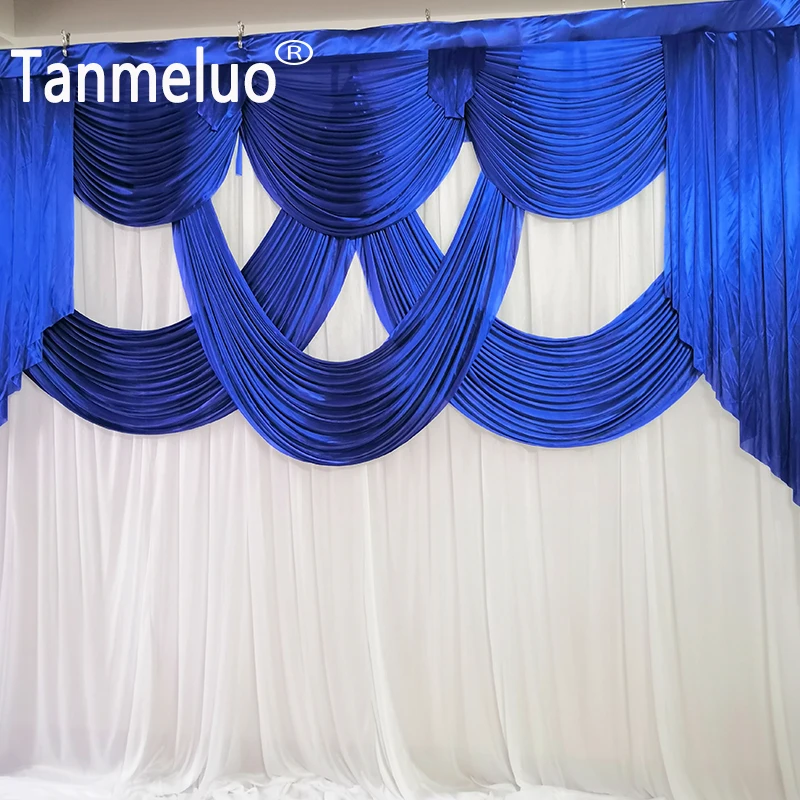 Event Party Curtain White Ice Silk Wedding Backdrops with Royal Blue Swag Stage Background Drape and Curtain Stage Decoration
Event Party Curtain White Ice Silk Wedding Backdrops with Royal Blue Swag Stage Background Drape and Curtain Stage Decoration
