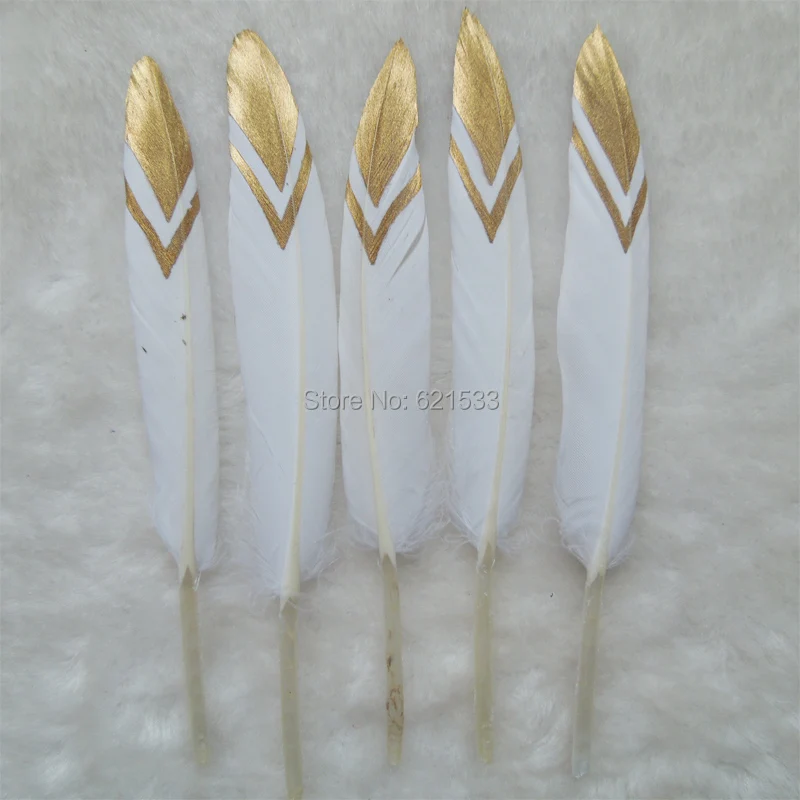 100pcs x 10-15cm GOLD Dipped Feathers,Gold Stripe painted Duck Cocottes Feathers for craft/millinery/flyfishing,BULK/WHOLESALE
100pcs x 10-15cm GOLD Dipped Feathers,Gold Stripe painted Duck Cocottes Feathers for craft/millinery/flyfishing,BULK/WHOLESALE