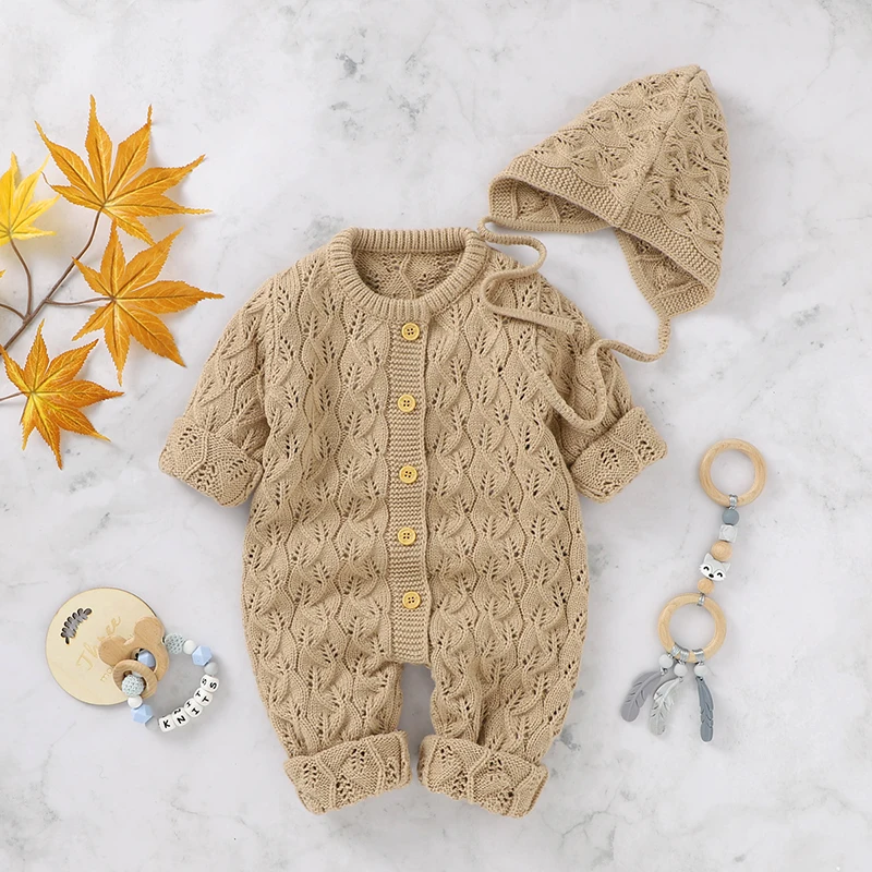 Baby Rompers Solid Knitted Newborn Infant Playsuit Hollow Out Clothing Toddler Girls Boys Jumpsuit Outfit Hat Long Sleeve Autumn
Baby Rompers Solid Knitted Newborn Infant Playsuit Hollow Out Clothing Toddler Girls Boys Jumpsuit Outfit Hat Long Sleeve Autumn