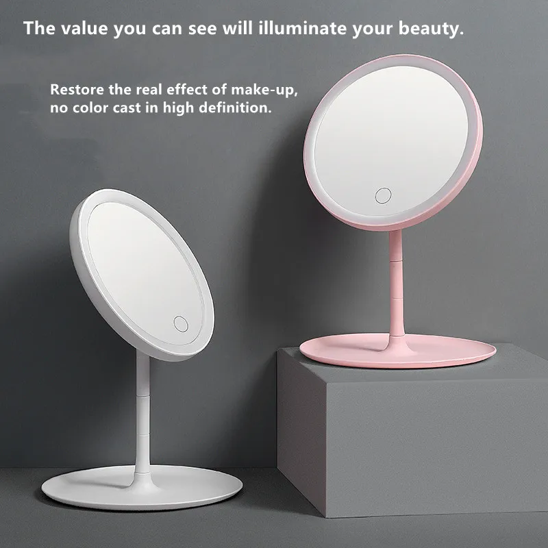 Led Makeup Mirror With Lamp Silver-plated Mirror Desktop Can Be Carried With You For Charging Or USB Three-color Makeup Mirror
Led Makeup Mirror With Lamp Silver-plated Mirror Desktop Can Be Carried With You For Charging Or USB Three-color Makeup Mirror