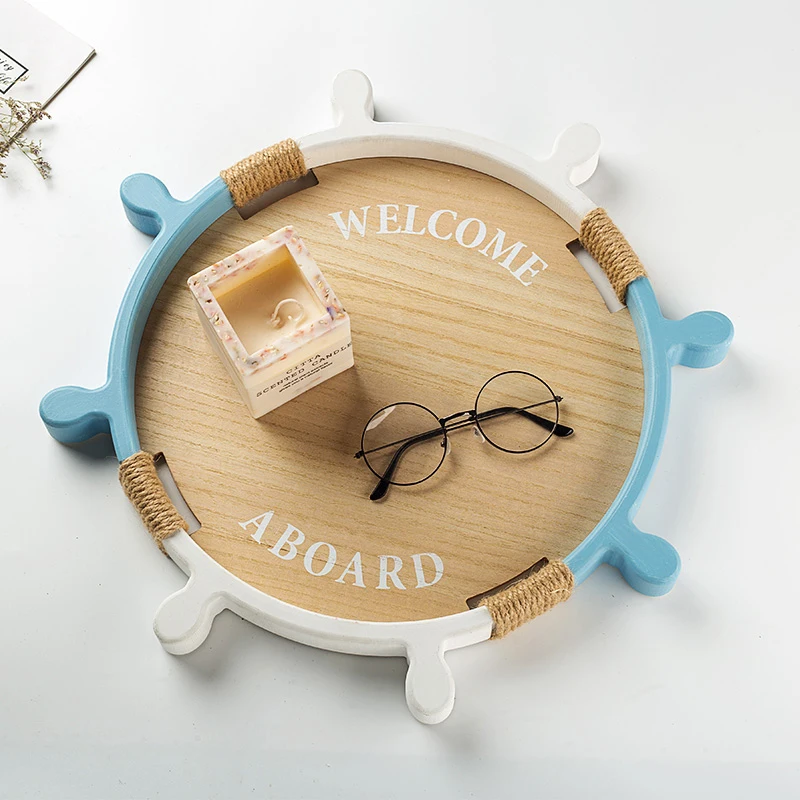 Wooden Round Tray Marine Style Rudder Trays Kitchen Storage Home Decor Handmade Storage Tray Natural Wood Kitchen Supplies
Wooden Round Tray Marine Style Rudder Trays Kitchen Storage Home Decor Handmade Storage Tray Natural Wood Kitchen Supplies