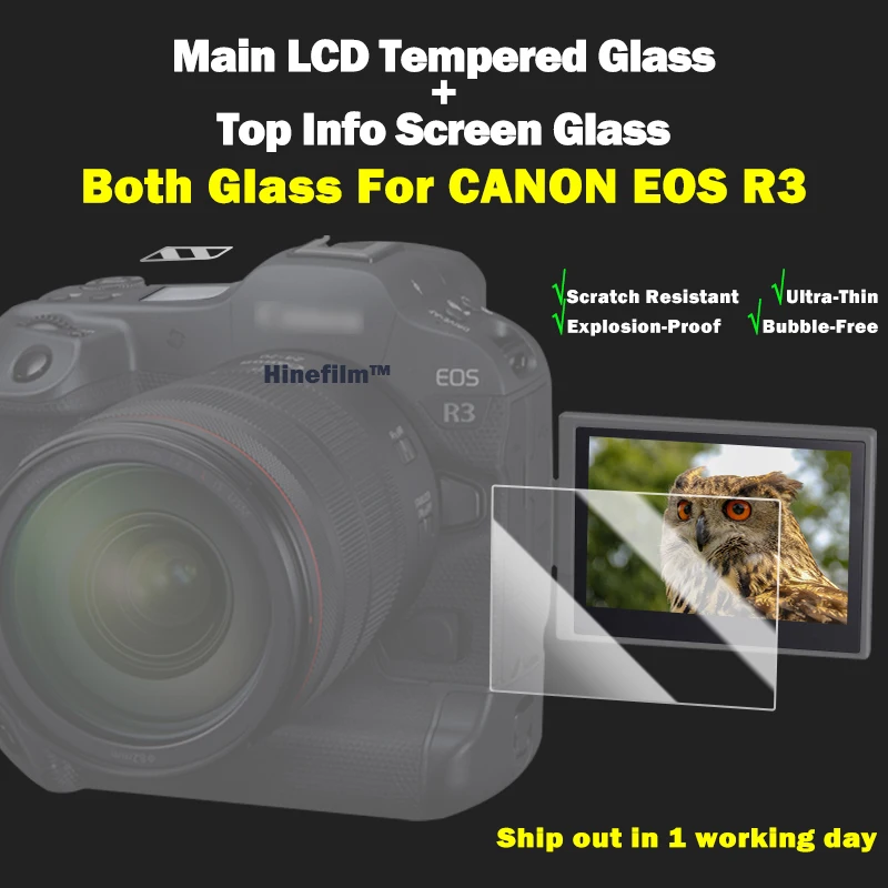 for Canon R3 eosr3 Protective Film Self-adhesive EOS R3 Both Tempered Glass Main LCD + Top Info Shoulder Screen Protector Cover
for Canon R3 eosr3 Protective Film Self-adhesive EOS R3 Both Tempered Glass Main LCD + Top Info Shoulder Screen Protector Cover
