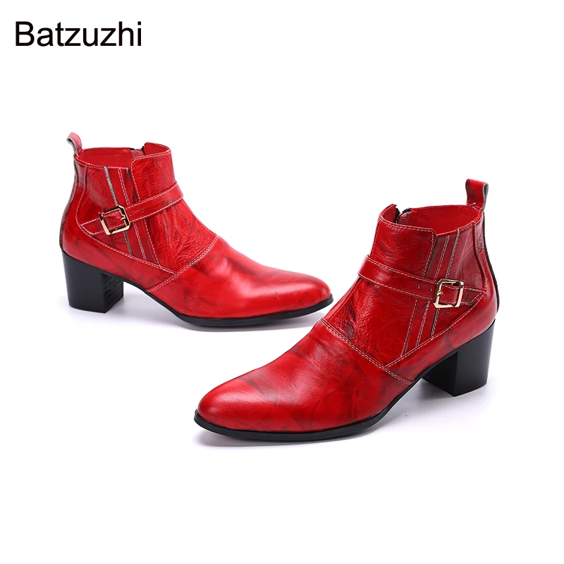 Batzuzhi British Type Fashion Boots Men Pointed Toe Genuine Ankle Boots 7.5cm High Heels Red Party & Wedding Botas Hombre, 38-46
Batzuzhi British Type Fashion Boots Men Pointed Toe Genuine Ankle Boots 7.5cm High Heels Red Party & Wedding Botas Hombre, 38-46
