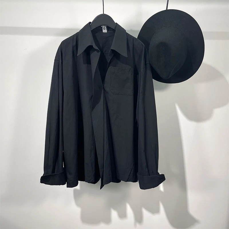 Men's Long Sleeve Shirt Spring And Autumn New Solid Color Lapel Fashion Quality Simple Designer Asymmetric Loose Handsome Shirt
Men's Long Sleeve Shirt Spring And Autumn New Solid Color Lapel Fashion Quality Simple Designer Asymmetric Loose Handsome Shirt