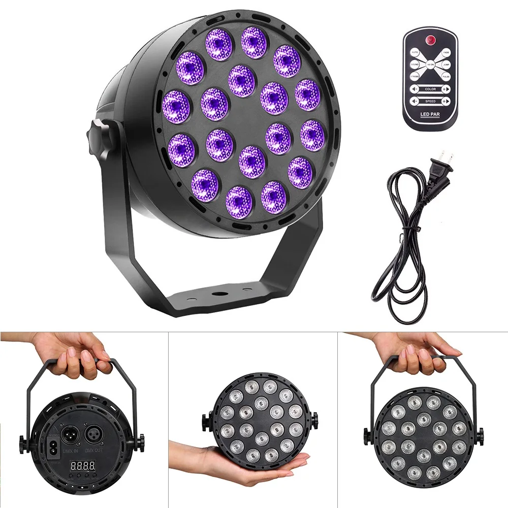 УФ-проектор DMX512, 18 светодиодный, сценический световой эффект, УФ-проектор, точечный свет, активасветильник звуком
УФ-проектор DMX512, 18 светодиодный, сценический световой эффект, УФ-проектор, точечный свет, активасветильник звуком