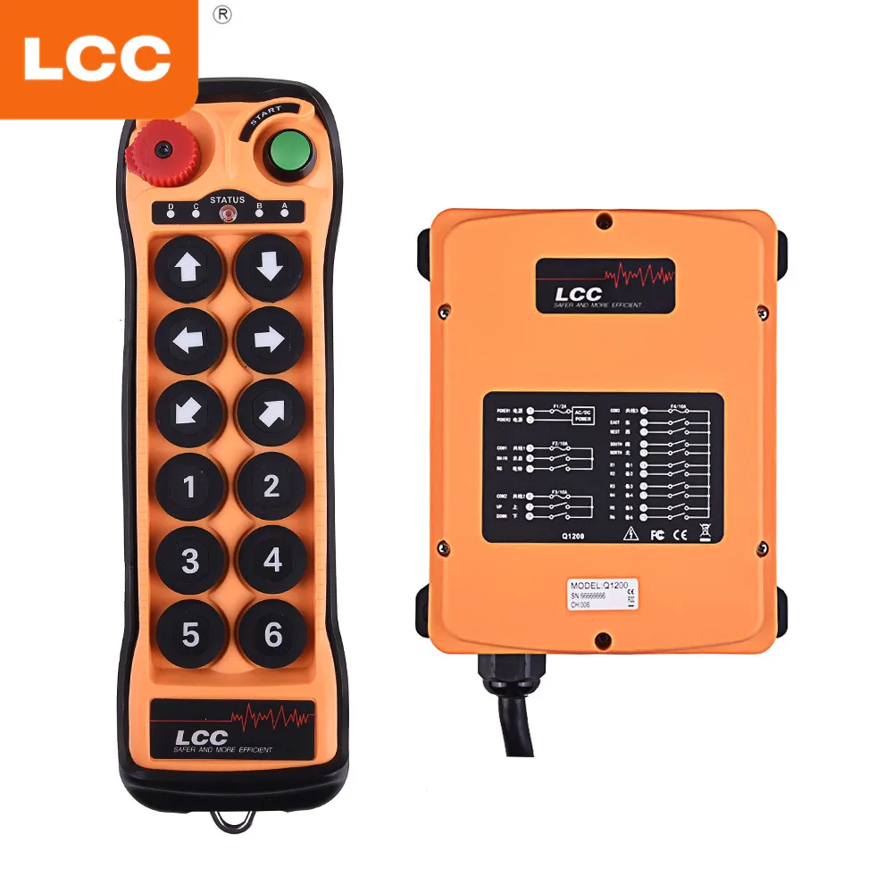 LCC Q1200, 12 кнопок, одинарная скорость, стандартный промышленный кран, беспроводной пульт дистанционного управления для лебедки
LCC Q1200, 12 кнопок, одинарная скорость, стандартный промышленный кран, беспроводной пульт дистанционного управления для лебедки
