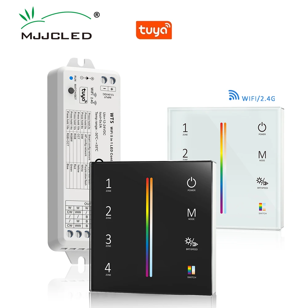 Контроллер RGB 12 В 24 В WT5 Smart Life Tuya 2,4G RF Сенсорная панель Пульт дистанционного управления для одноцветной светодиодной ленты CCT RGBW RGBCCT
Контроллер RGB 12 В 24 В WT5 Smart Life Tuya 2,4G RF Сенсорная панель Пульт дистанционного управления для одноцветной светодиодной ленты CCT RGBW RGBCCT