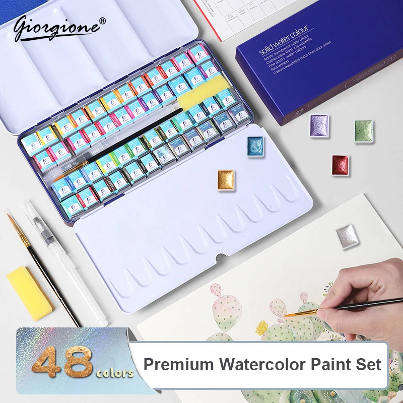 Artist Professional Watercolor Painting Set Glitter Colors 24/36/48 Premium Portable Tin Box with Palette ,Water Paintbrush
Artist Professional Watercolor Painting Set Glitter Colors 24/36/48 Premium Portable Tin Box with Palette ,Water Paintbrush