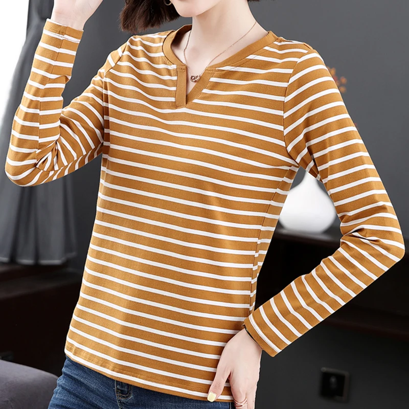 V Neck Striped T Shirt Women Cotton Long Sleeve Tops Tshirt Autumn Tee Shirt Femme Korean Style Woman Clothes Camisetas De Mujer
V Neck Striped T Shirt Women Cotton Long Sleeve Tops Tshirt Autumn Tee Shirt Femme Korean Style Woman Clothes Camisetas De Mujer