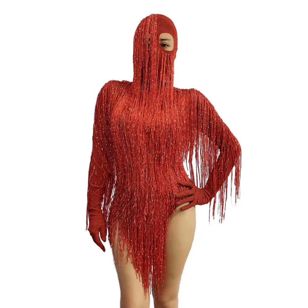 Personality Long Tassel Stage Bodysuits With Headwear Women Sexy Stretch Fringes Dancer Leotard Halloween Party Cosplay Costumes
Personality Long Tassel Stage Bodysuits With Headwear Women Sexy Stretch Fringes Dancer Leotard Halloween Party Cosplay Costumes