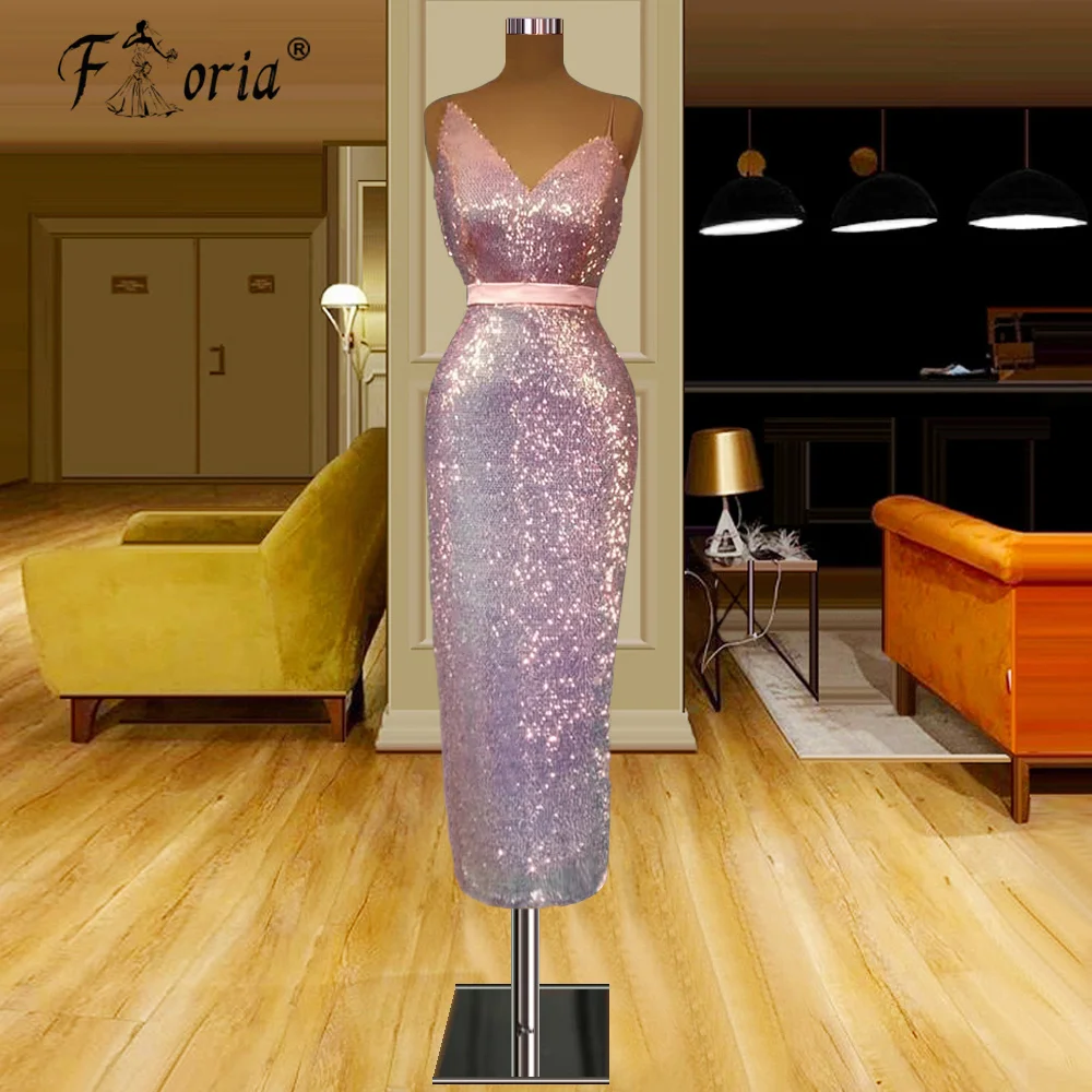 Sparkly Pink Sleeveless Prom Dress Bling Sequins V Neck Tea-length Evening Dresses Glitter Formal Party Gown Cocktail Dress
Sparkly Pink Sleeveless Prom Dress Bling Sequins V Neck Tea-length Evening Dresses Glitter Formal Party Gown Cocktail Dress