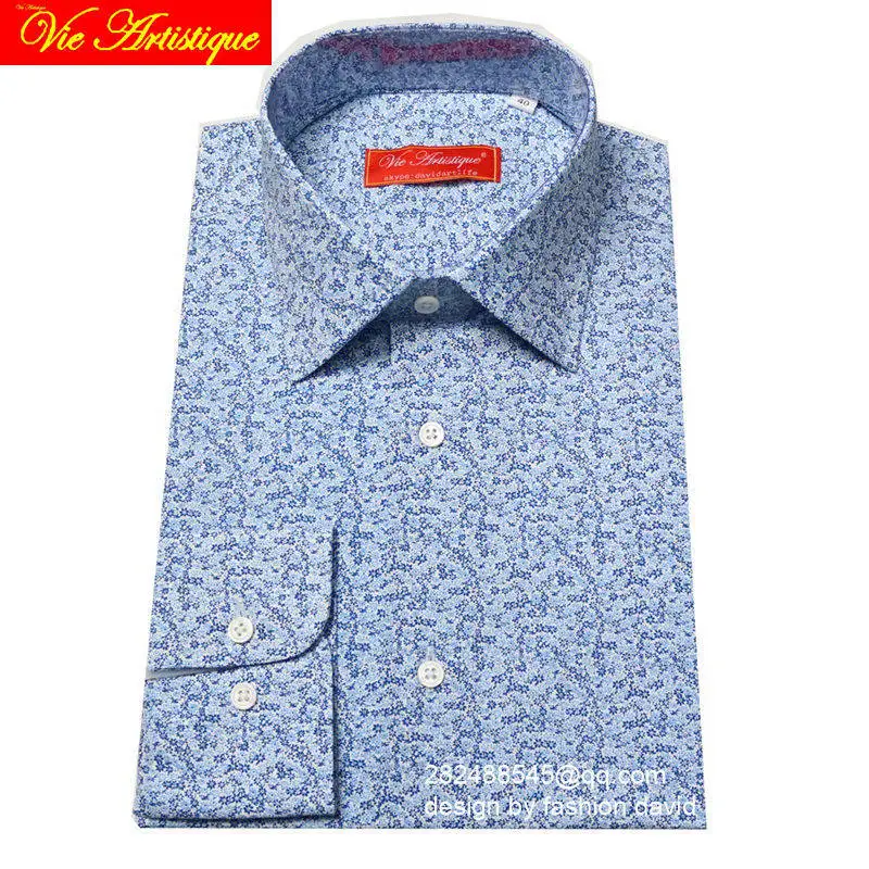 custom tailor made Men's bespoke cotton floral shirts business formal wedding ware blouse white blue small flower fashion
custom tailor made Men's bespoke cotton floral shirts business formal wedding ware blouse white blue small flower fashion