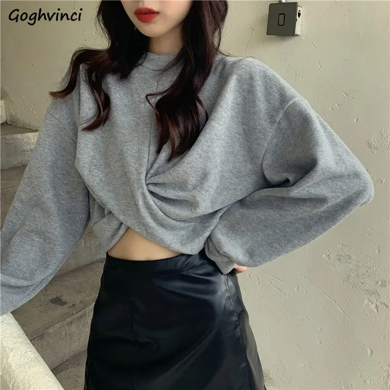 Women No Hat Hoodies Solid Knot Simple Crop-tops Pullover O-neck Sweatshirts Puff Sleeve Casual Stylish Chic Loose 2XL Ulzzang
Women No Hat Hoodies Solid Knot Simple Crop-tops Pullover O-neck Sweatshirts Puff Sleeve Casual Stylish Chic Loose 2XL Ulzzang