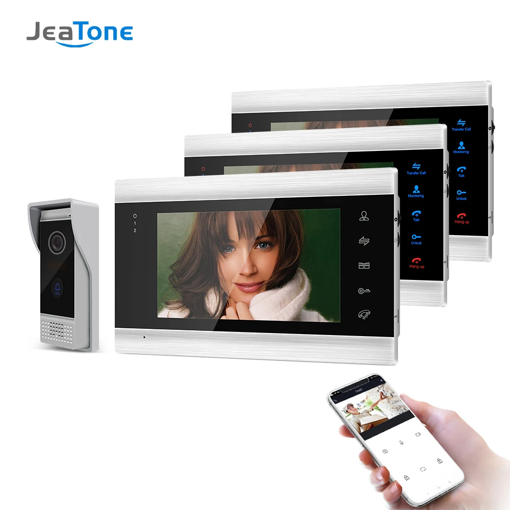 Jeatone 7inch Wireless/Wifi Smart IP Video Door Phone Intercom System 720P Doorbell Camera Access Control Kits
Jeatone 7inch Wireless/Wifi Smart IP Video Door Phone Intercom System 720P Doorbell Camera Access Control Kits