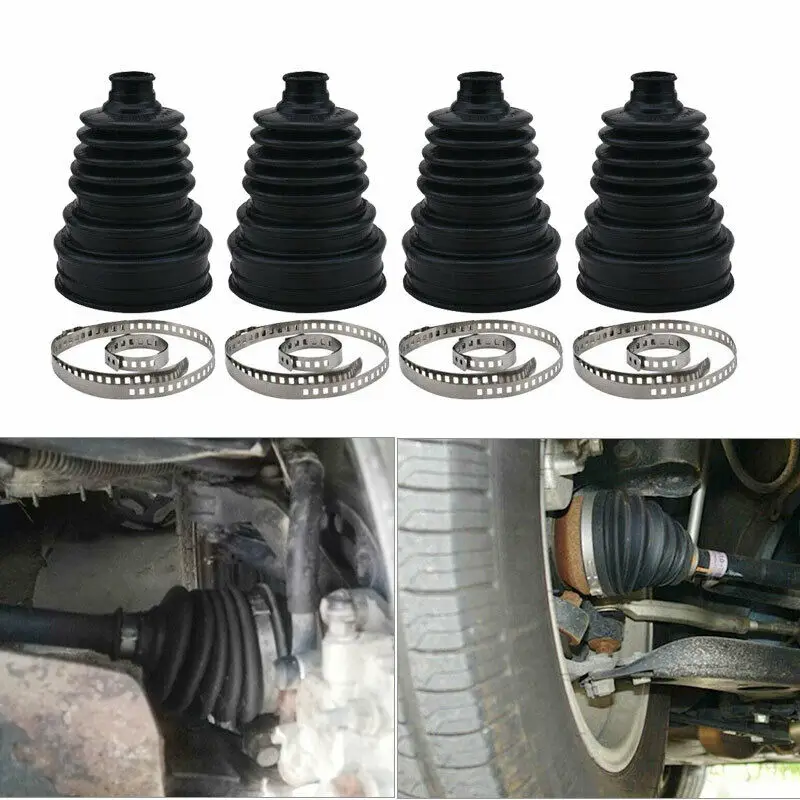 4Pcs Universal Drive Shaft CV Joint Boot Kit Constant Velocity Dust Cover CV Boot with Stainless Steel Ties
4Pcs Universal Drive Shaft CV Joint Boot Kit Constant Velocity Dust Cover CV Boot with Stainless Steel Ties 