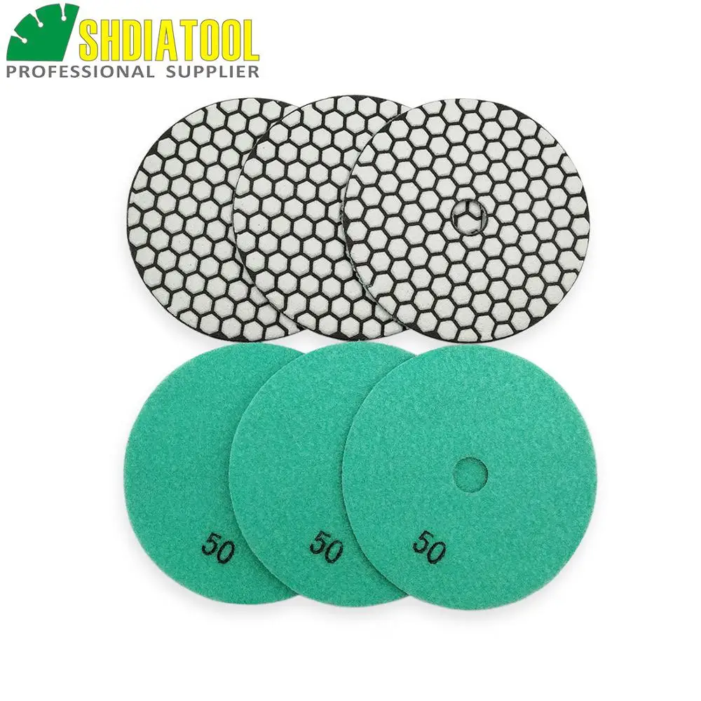 SHDIATOOL 6pcs 5" #50 B dry polishing pads granite marble ceramic grinding Resin bond diamond flexible sanding disc Polisher
SHDIATOOL 6pcs 5" #50 B dry polishing pads granite marble ceramic grinding Resin bond diamond flexible sanding disc Polisher