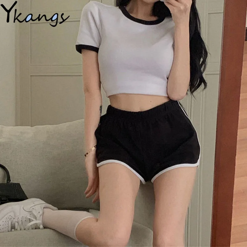 Casual O-Neck Solid Basic Y2K Tops Jogger Women Summer High Waisted Sport Shorts Korean Style Street Harajuku Suits with Shorts
Casual O-Neck Solid Basic Y2K Tops Jogger Women Summer High Waisted Sport Shorts Korean Style Street Harajuku Suits with Shorts
