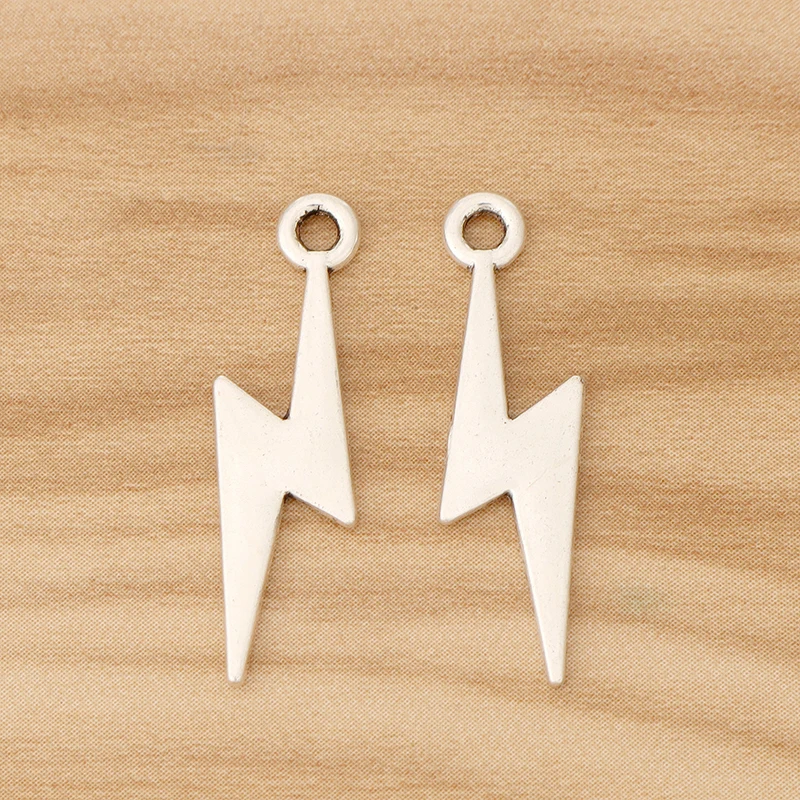 20 Pieces Silver Color Lightning Bolt Charms Pendants for DIY Earrings Bracelet Jewellery Making Accessories 30x8mm
20 Pieces Silver Color Lightning Bolt Charms Pendants for DIY Earrings Bracelet Jewellery Making Accessories 30x8mm