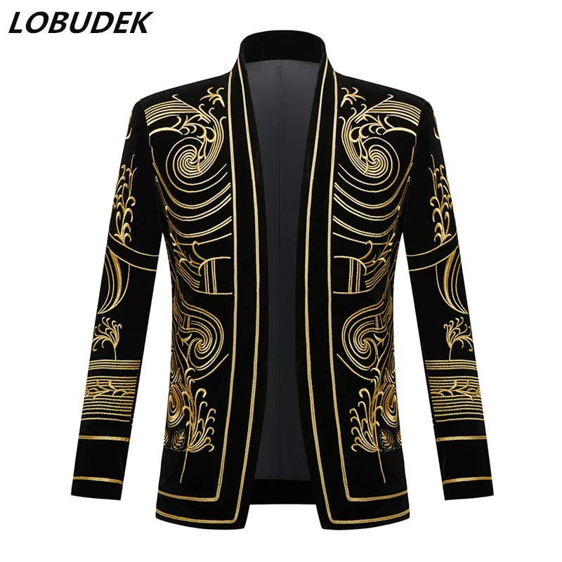 Men's Vintage Gold Embroidered Velvet Blazer England Style Plus Size Suit Jacket Singer Stage Performance Costume Bar DJ Tuxedo
Men's Vintage Gold Embroidered Velvet Blazer England Style Plus Size Suit Jacket Singer Stage Performance Costume Bar DJ Tuxedo