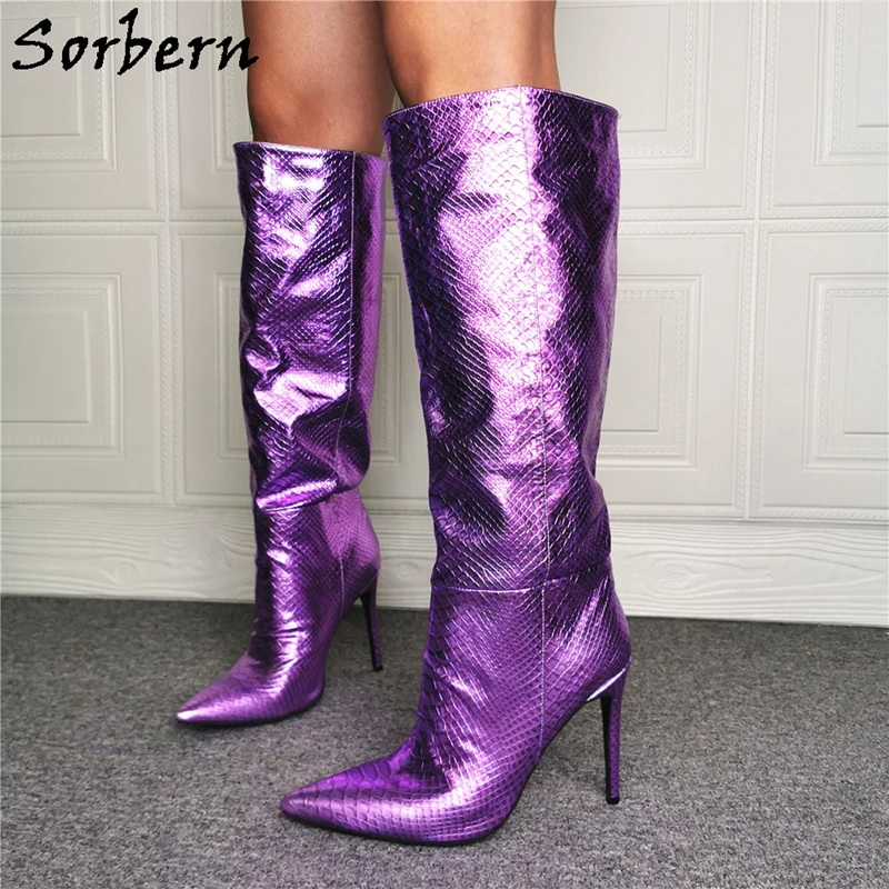 Sorbern Purple Snake Metallic Women Boots Wide Fit Straight Knee High Female Boots Pointed Toe High Heel Shoes Custom Colors
Sorbern Purple Snake Metallic Women Boots Wide Fit Straight Knee High Female Boots Pointed Toe High Heel Shoes Custom Colors