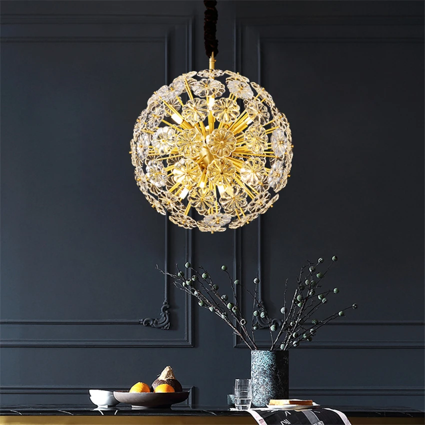 Post-modern Flower Crystal Luster Pendant Lights All Copper Luxury Nordic Living Room Bedroom Lamp Stair Hanging Lights Lighting
Post-modern Flower Crystal Luster Pendant Lights All Copper Luxury Nordic Living Room Bedroom Lamp Stair Hanging Lights Lighting